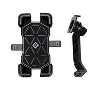 VGEBY Motorcycle Phone Mount, Automatic Locking 360° Horizontal 30° Vertical Rotation Adjustment for Handlebar Mirror Shock Absorbing Silicone Phone Holder for Navigation (Black Rearview Mirror Type)