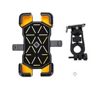 VGEBY Motorcycle Phone Mount, Automatic Locking 360° Horizontal 30° Vertical Rotation Adjustment for Handlebar Mirror Shock Absorbing Silicone Phone Holder for Navigation (Yellow Handlebar Type)