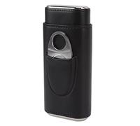 VGEBY Portable 3 Finger Cigar Case Durable Iron Cover with Cutter for On-the-Go Cigar Lovers (Black)