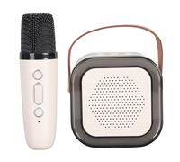 VGEBY Portable Karaoke Machine, Bluetooth Speaker Microphone Set LED Dynamic Light Small Karaoke Machine with Wireless Microphone Birthday Gifts for Kids Adults (White