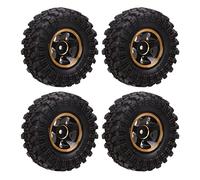 VGEBY RC Tires, 4Pcs 1 Inch RC Car Rubber Tires Brass Wheel Hub RC Crawler Tyres RC Car Accessories for FMS FCX24 1/18 1/24 RC Car (Black Gold)