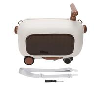 VGEBY Ride On Suitcase, Kids Carry On Luggage Multi Functional Large Capacity Equipped with 90 Degree Folding Pedals for Travel (Brown)