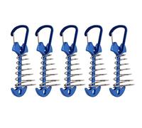 VGEBY Tent Stakes Pegs, 5pcs Tent Nails Deck Boards Camping Fixing Stakes with Spring Buckle Adjustable Wind Rope Anchor for Gallery Road (Blue)