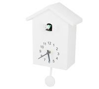 VGEBY Unique Bird House Pendulum Wall Clock with Bird Voice Call for Study Bedroom Kitchen Gift (White)