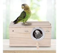 VGEBY Wooden Birds House Durable Breeding Box for Cockatiels and Budgerigars, 11.4x5.8x5.8in Natural Wood