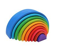 VGEBY Wooden Rainbow Stacking Toy, Grimms Wooden Toys Colorful Arch Bridge Design Semicircle Stacking Toy Rainbow Stacker Nesting Puzzle Blocks for Toddlers Kids Early Education