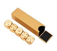 VGEBY1 5Pcs Game Dice, Aluminum Alloy Six Sides Spot Game Cube Accessories Cube Party Toys(Gold-Rectangle Box)