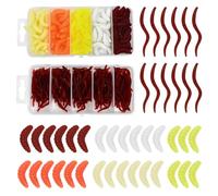VGECEE 350 Pieces Artificial Worm Fishing Bait Worms Artificial Earthworm Trout Bait Rubber Set Fishing Bait Worm Plastic Worms for Trout Fishing, in Box 150 Mealworms + 200 Small Earthworms