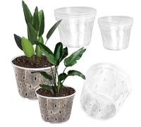 VGECEE Set of 6 Orchid Pots, Orchid Plant Pots, Flower Pots, Transparent Plant Pots, 11/12.5 cm, Propagation Pots, Transparent Plastic Set, Orchid Pots with Holes for Plants Orchids