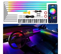 VGETTING Dreamcolor Acrylic Car Interior LED Light Strip, App Control, RGB 14-in-1, 175 in/593 LEDs Neon Car Interior Ambient Light Kit, Music Sync/Chasing Flash, Fiber Optic Light Strip