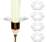 VGEUNA 4 Pieces Bent Glass Candle Bobeches, Taper Candle Wax Catcher Rings, Bobeches for Candlestick Holders (Scallop)