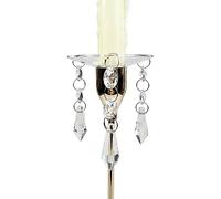 VGEUNA 4 Pieces Bent Glass Candle Bobeches with Crystal Prisms Pendant for Candlestick Holders (Round)