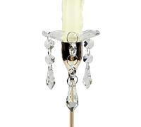 VGEUNA 4 Pieces Bent Glass Candle Bobeches with Crystal Prisms Pendant for Candlestick Holders (Scallop)