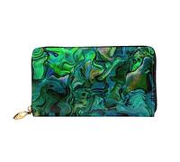 VGFJHNDF Abalone Nacre Printed Leather Wallet Stylish Long Jacket Wallet,12 Card Holder Wallet, 4 Cash Pocket,1 Zipper Coin Pocket