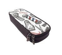 VGFJHNDF Barber Shop Monochrome Style Pencil Pen Case Leather Flip Pencil Box Bag Organizer for Office College School Adult Teen Girl Boy