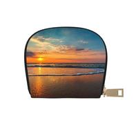 VGFJHNDF Beach Wave Sunset Printed Classic Leather Wallet & Card Holder - Stylish Gift for Men and Women