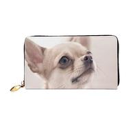 VGFJHNDF Cute Chihuahua Printed Leather Wallet Stylish Long Jacket Wallet,12 Card Holder Wallet, 4 Cash Pocket,1 Zipper Coin Pocket