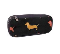 VGFJHNDF Cute Dachshound Dogs Leather Pencil Case Flip Pencil Box College School Pen Bag Pouch Office Makeup Bag Organizer for Men Women Girls Boys