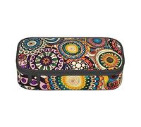 VGFJHNDF Ethnic Circles Floral Pattern Pencil Pen Cases Large Capacity Pencil Box Bag Organizer for Office College School Adult Teen Girl Boy,Pencil Case Only