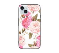 VGFJHNDF Floral Flower Rose Pink Printed Phone Case for iPhone 15 Plus 6.7 inch, Shockproof Phone Cover Case, Wireless Charging Compatible, Easy Clean