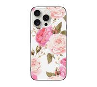 VGFJHNDF Floral Flower Rose Pink Printed Phone Case For Iphone 15 Pro Max 6.7 Inch, Shockproof Phone Case Cover, Wireless Charging Compatible, Non-Yellowing, Easy Clean