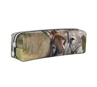 VGFJHNDF Funny Donkeys Leather Pencil Case Zipper Pencil Box - School Minimalist Pen Case and Makeup Bag for Men Women Girls Boys
