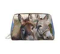 VGFJHNDF Funny Donkeys Printed Leather Makeup Bag for Women Girls - Small Portable Travel Cosmetic Organiser Toiletry Bag