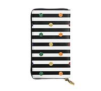 VGFJHNDF Glitter Rainbow Polka Dot Stripe Black and White Printed Long Leather Wallet,12 Credit Card Slots, 4 Cash Pocket,1 Zipper Coin Pocket