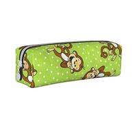 VGFJHNDF Green Clever Monkey Leather Pencil Case Zipper Pencil Box - School Minimalist Pen Case and Makeup Bag for Men Women Girls Boys