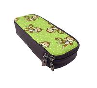 VGFJHNDF Green Clever Monkey Pencil Pen Case Leather Flip Pencil Box Bag Organizer for Office College School Adult Teen Girl Boy