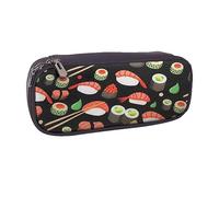 VGFJHNDF Japanese Sushi Shrimp Leather Pencil Case Flip Pencil Box College School Pen Bag Pouch Office Makeup Bag Organizer for Men Women Girls Boys