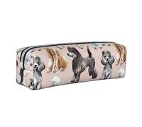VGFJHNDF Oodles of Poodles Leather Pencil Case Zipper Pencil Box - School Minimalist Pen Case and Makeup Bag for Men Women Girls Boys