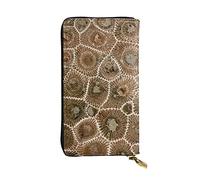 VGFJHNDF Petoskey Stone Printed Long Leather Wallet,12 Credit Card Slots, 4 Cash Pocket,1 Zipper Coin Pocket