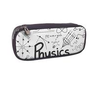 VGFJHNDF Physics Print Leather Pencil Case Flip Pencil Box College School Pen Bag Pouch Office Makeup Bag Organizer for Men Women Girls Boys