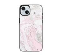 VGFJHNDF Pink Abstract Ink Marble Gray Artistic Printed Phone Case for iPhone 15 6.1 inch, Shockproof Phone Case Cover with Lens Protection, Wireless Charging Compatible, Easy Clean