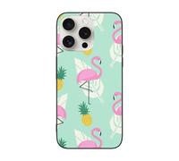 VGFJHNDF pink flamingo pineapples Printed Phone Case for iPhone 15 Pro 6.1 inch, Shockproof Phone Case Cover, Wireless Charging Compatible, Non-yellowing, Easy Clean