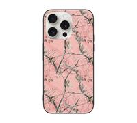 VGFJHNDF Pink Leaves Camouflage Printed Phone Case For Iphone 15 Pro Max 6.7 Inch, Shockproof Phone Case Cover, Wireless Charging Compatible, Non-Yellowing, Easy Clean