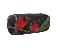 VGFJHNDF Red Birds Fauna Wild Leather Pencil Case Flip Pencil Box College School Pen Bag Pouch Office Makeup Bag Organizer for Men Women Girls Boys