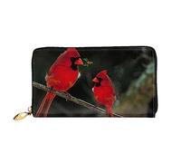 VGFJHNDF Red Birds Fauna Wild Printed Leather Wallet Stylish Long Jacket Wallet,12 Card Holder Wallet, 4 Cash Pocket,1 Zipper Coin Pocket