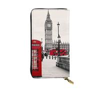 VGFJHNDF Red Phone Booth London Street Printed Long Leather Wallet,12 Credit Card Slots, 4 Cash Pocket,1 Zipper Coin Pocket