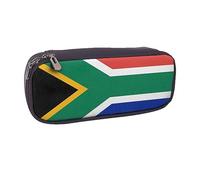 VGFJHNDF South Africa Flag Leather Pencil Case Flip Pencil Box College School Pen Bag Pouch Office Makeup Bag Organizer for Men Women Girls Boys