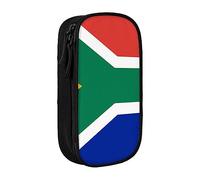 VGFJHNDF South Africa Flag Pencil Pen Case Compartment Pencil Box Bag Organizer for Office College School Adult Teen Girl Boy,Black