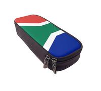 VGFJHNDF South Africa Flag Pencil Pen Case Leather Flip Pencil Box Bag Organizer for Office College School Adult Teen Girl Boy