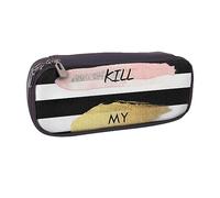 VGFJHNDF Stripe Don't Kill My Vibe Leather Pencil Case Flip Pencil Box College School Pen Bag Pouch Office Makeup Bag Organizer for Men Women Girls Boys