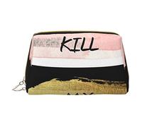 VGFJHNDF Stripe Don't Kill My Vibe Printed Leather Makeup Bag for Women Girls - Small Portable Travel Cosmetic Organiser Toiletry Bag