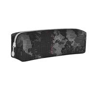 VGFJHNDF Time Zone Map Leather Pencil Case Zipper Pencil Box - School Minimalist Pen Case and Makeup Bag for Men Women Girls Boys