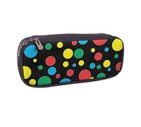 VGFJHNDF Twister Polka Dots Leather Pencil Case Flip Pencil Box College School Pen Bag Pouch Office Makeup Bag Organizer for Men Women Girls Boys