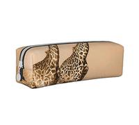 VGFJHNDF Two Giraffe Running On The Barren Leather Pencil Case Zipper Pencil Box - School Minimalist Pen Case and Makeup Bag for Men Women Girls Boys