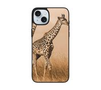 VGFJHNDF Two Giraffe Running on The Barren Printed Phone Case for iPhone 15 6.1 inch, Shockproof Phone Case Cover with Lens Protection, Wireless Charging Compatible, Easy Clean