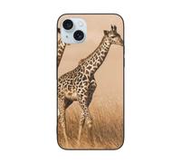 VGFJHNDF Two Giraffe Running on The Barren Printed Phone Case for iPhone 15 Plus 6.7 inch, Shockproof Phone Cover Case, Wireless Charging Compatible, Easy Clean